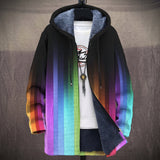 Madeleine - Manteau à capuche en dégradé arc-en-ciel sur noir