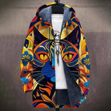 Honorine - Manteau à capuche à portrait de chat orange