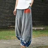 Constance – Pantalon large gris à motif de vagues