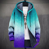 Odette - Manteau à capuche en dégradé turquoise et violet