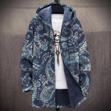 Héloïse - Manteau à capuche à motif cachemire bleu marine