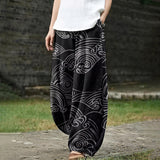 Clémence – Pantalon large noir imprimé