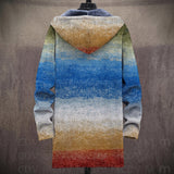 Ludivine - Manteau à capuche en dégradé bleu et vert