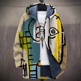 Clémentine - Manteau à capuche à visage cubiste turquoise