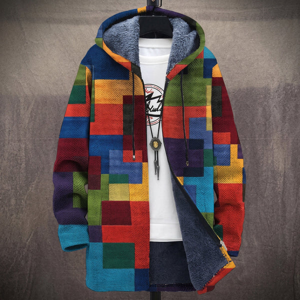 Adeline - Manteau à capuche en patchwork de couleurs