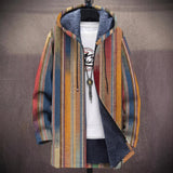 Sidonie - Manteau à capuche à rayures verticales colorées