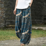 Juliette – Pantalon large à motif d'oiseau bleu
