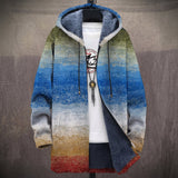 Ludivine - Manteau à capuche en dégradé bleu et vert