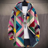 Aline - Manteau à capuche à chevrons colorés