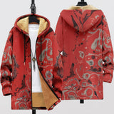Solange - Manteau à capuche à motif dragon rouge