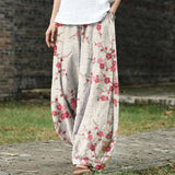 Charlotte – Pantalon large beige imprimé