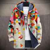 Vivienne - Manteau à capuche à triangles géométriques