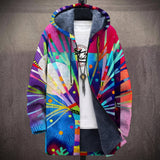 Blanche - Manteau à capuche à éclat abstrait multicolore
