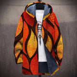 Dorothée - Manteau à capuche à motif flamme orange