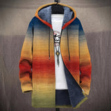 Thérèse - Manteau à capuche en dégradé orange et olive