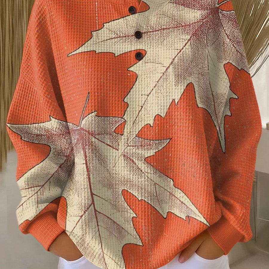 Manon - Pull orange à feuilles d'automne