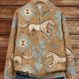 Capucine - Cardigan zippé à imprimé chevaux et cactus