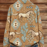 Capucine - Cardigan zippé à imprimé chevaux et cactus