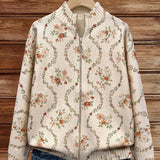 Danielle - Cardigan zippé à imprimé floral crème