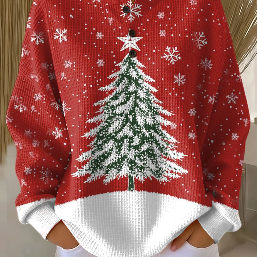 Sixtine - Pull de Noël rouge à sapin
