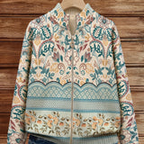 Olivia - Cardigan zippé à imprimé botanique vintage