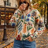 Élise - Cardigan zippé à imprimé jardin botanique