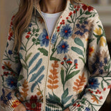 Élise - Cardigan zippé à imprimé jardin botanique