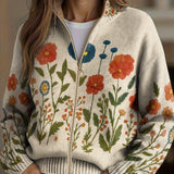 Bérénice - Cardigan zippé à imprimé fleurs sauvages